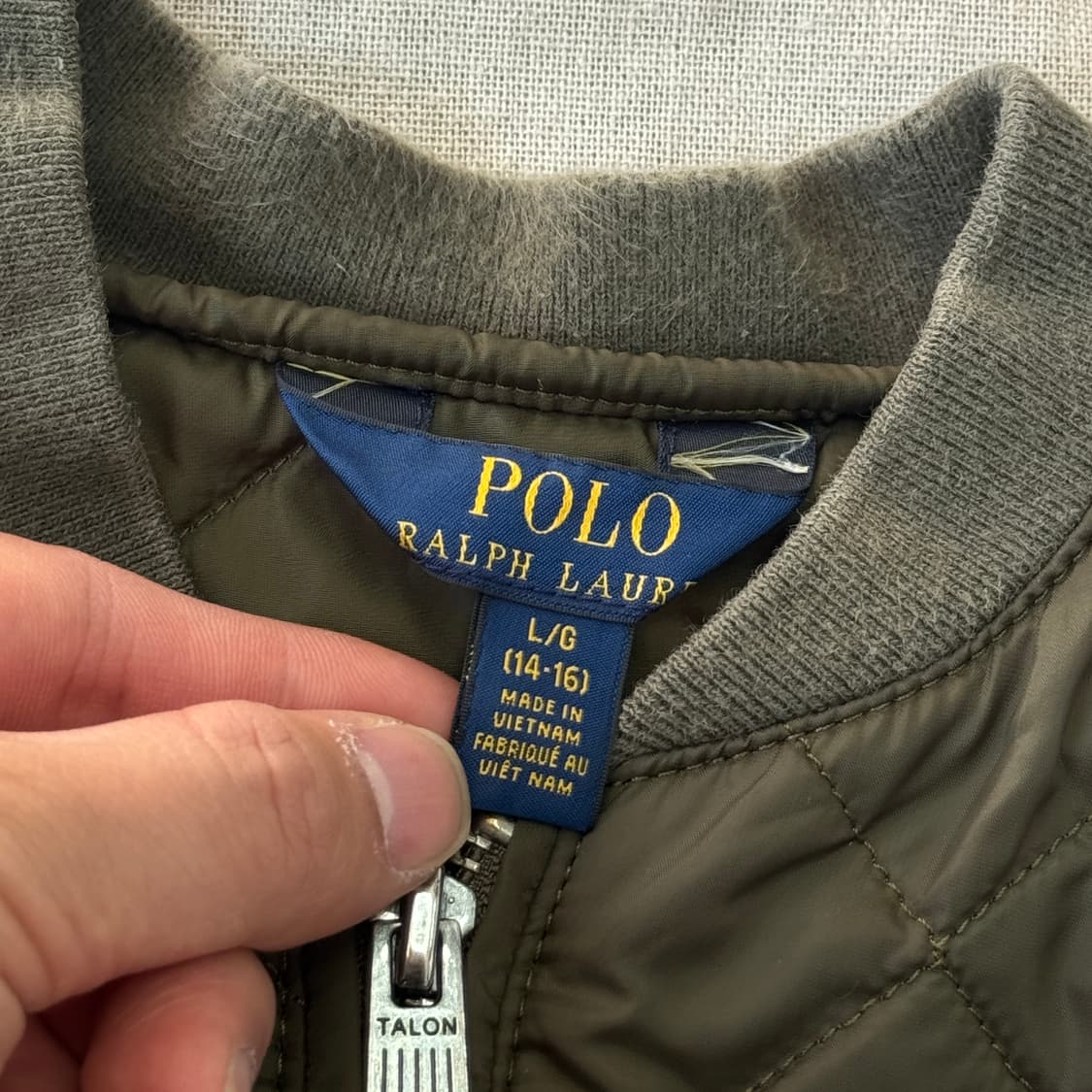 폴로랄프로렌 보이즈 카키 퀼팅 자켓 L 상품이미지3
