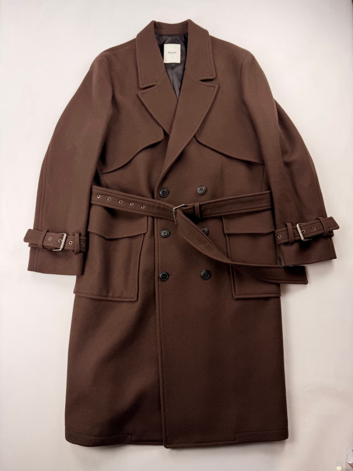 벨리에 더블 오버사이즈드 울 트렌치코트 초콜렛 브라운 상품이미지2