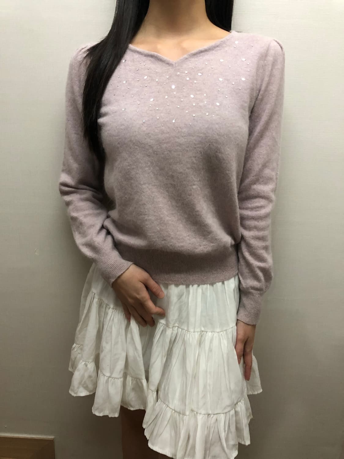 빈티지 라이트 퍼플 비즈 니트 상품이미지2
