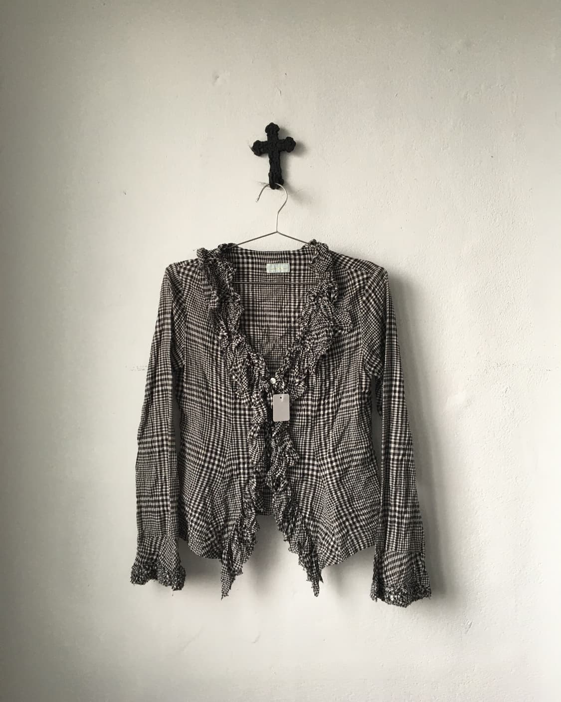 Check pattern frill cardigan 상품이미지1