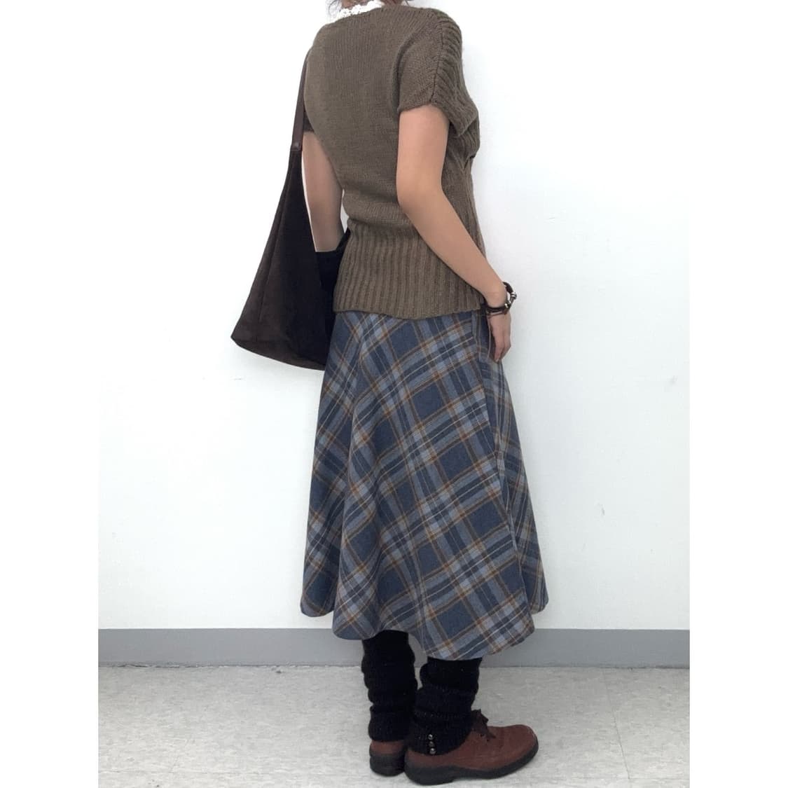 빈티지 블루 체크 스커트 상품이미지3