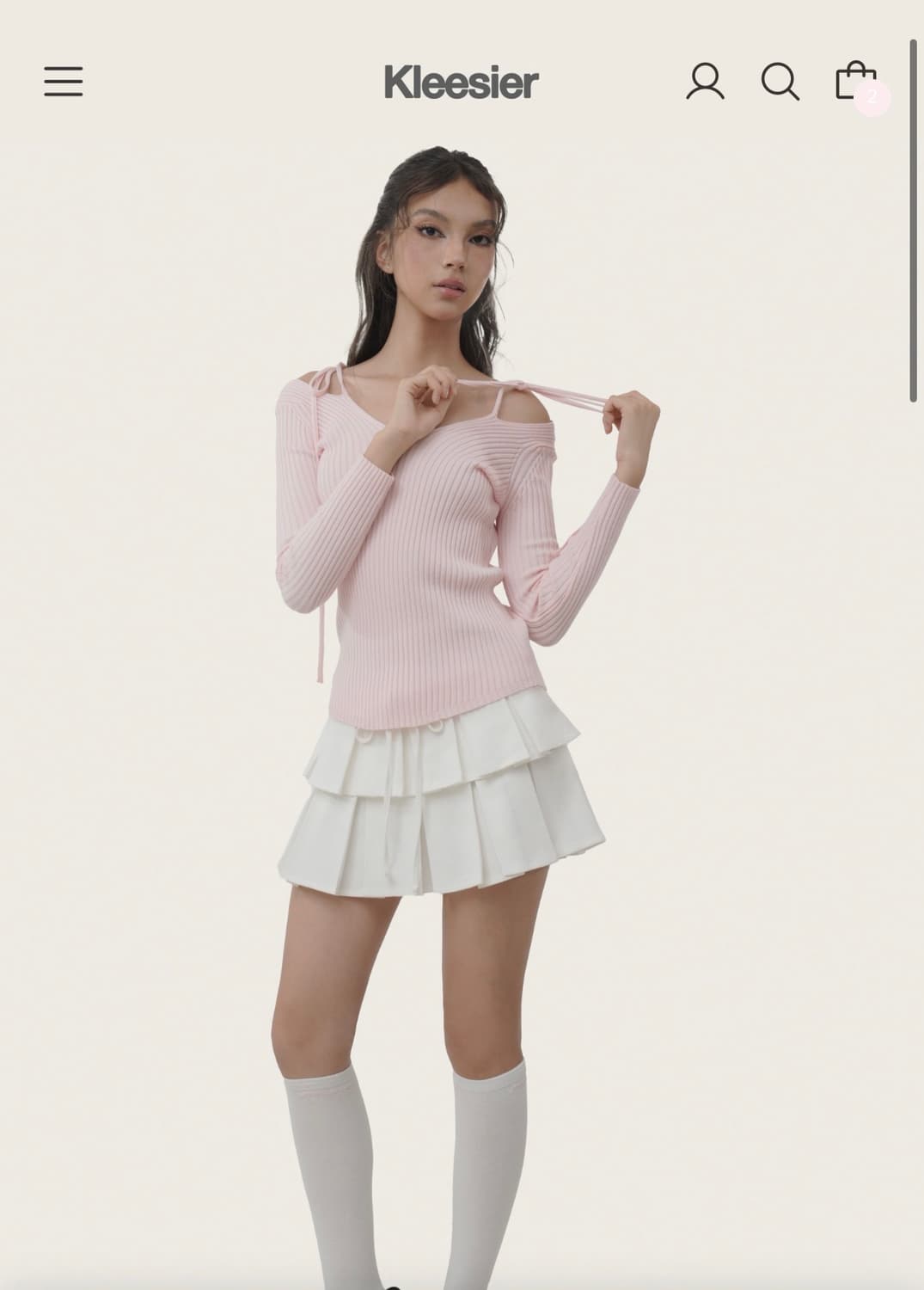 클리시어 에끌레어 리본 니트 Éclair ribbon knit, Pink 상품이미지1