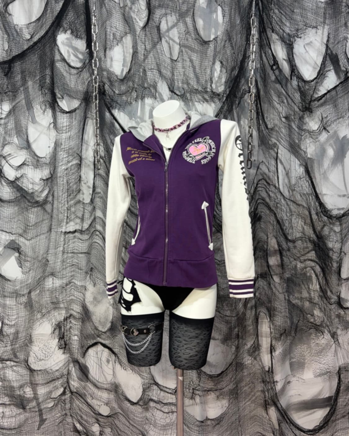 Y2K Kitsch lettering violethoodie zip up 상품이미지1