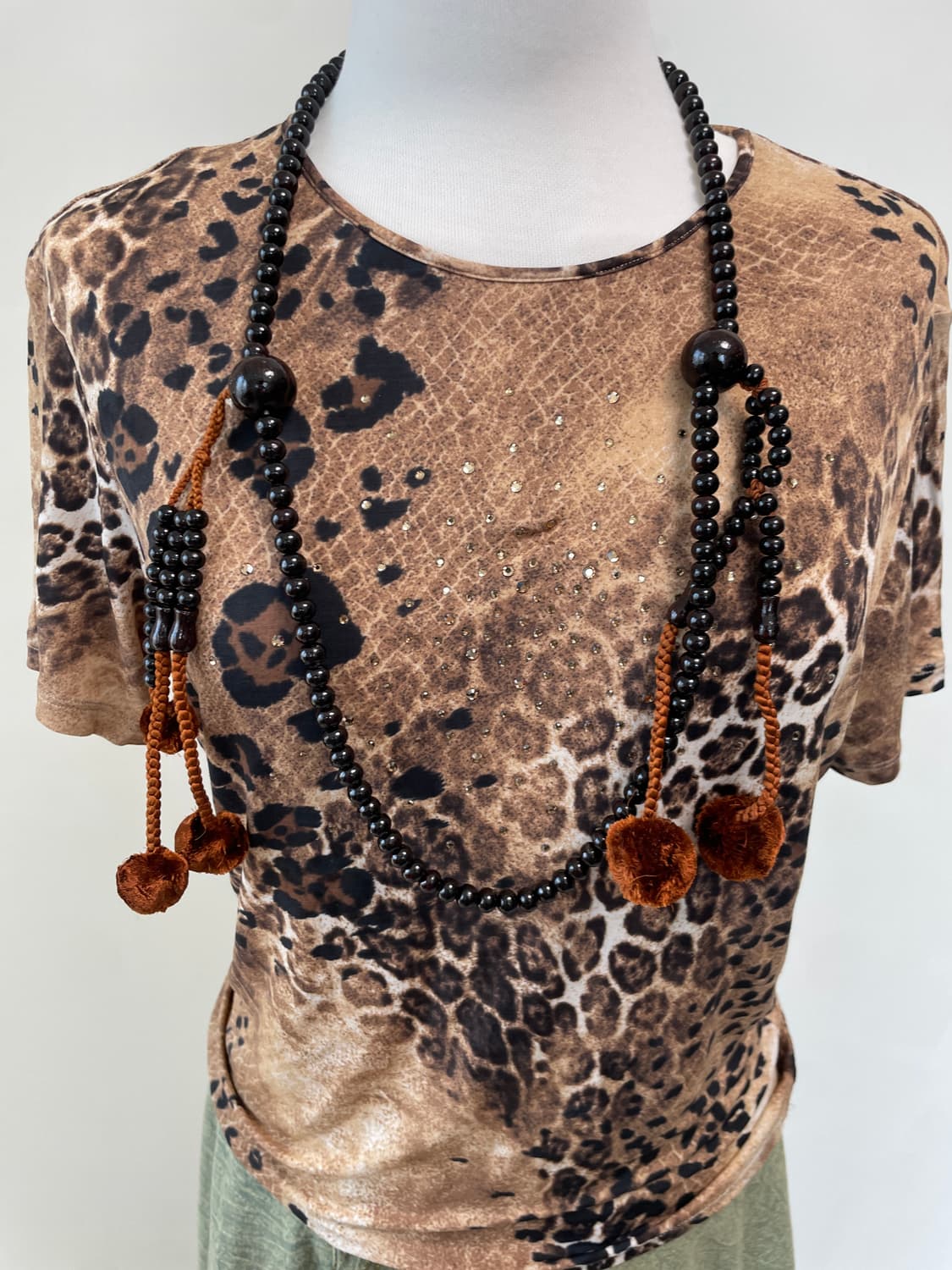 블랙 오닉스 비드 태슬 에스닉 네크리스 J03877 상품이미지3