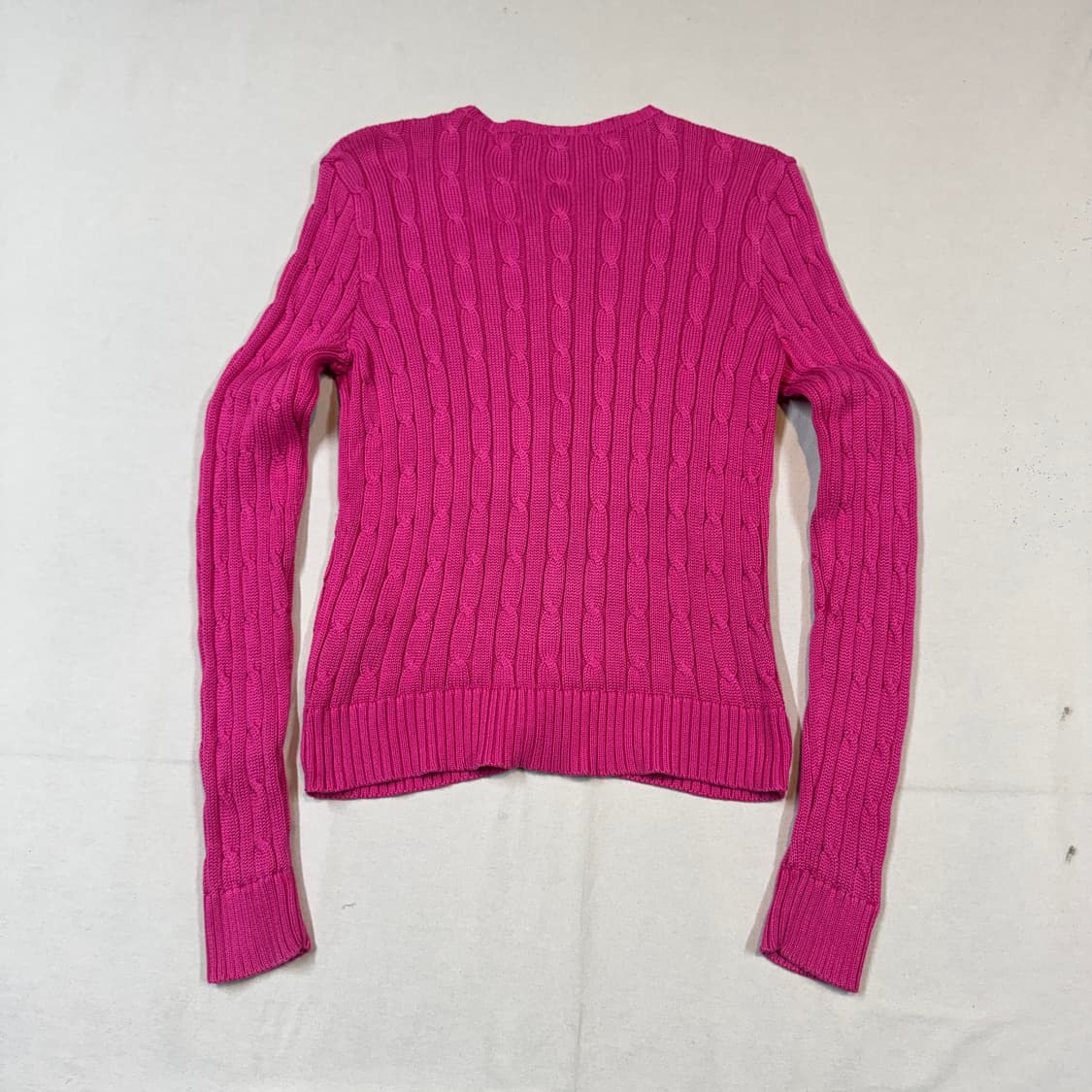 L) 폴로 랄프로렌 코튼 케이블 꽈배기 가디건 핑크 상품이미지5
