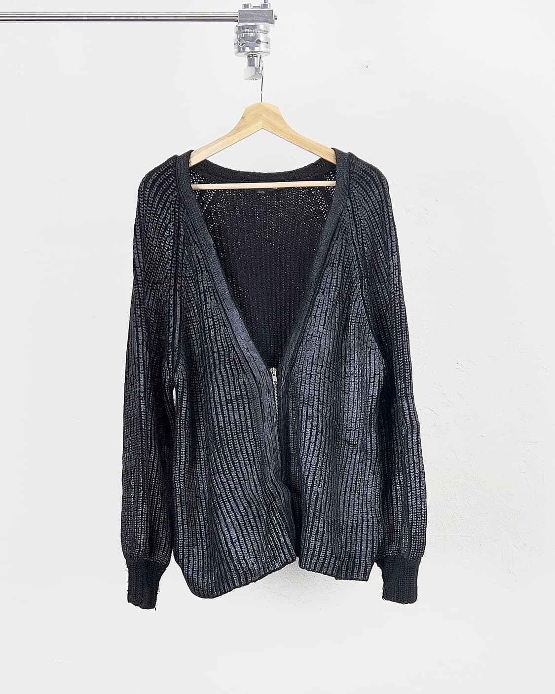 알렉산더 왕 블루 블랙 코티드 히든 포켓 시머 니트 가디건 상품이미지1