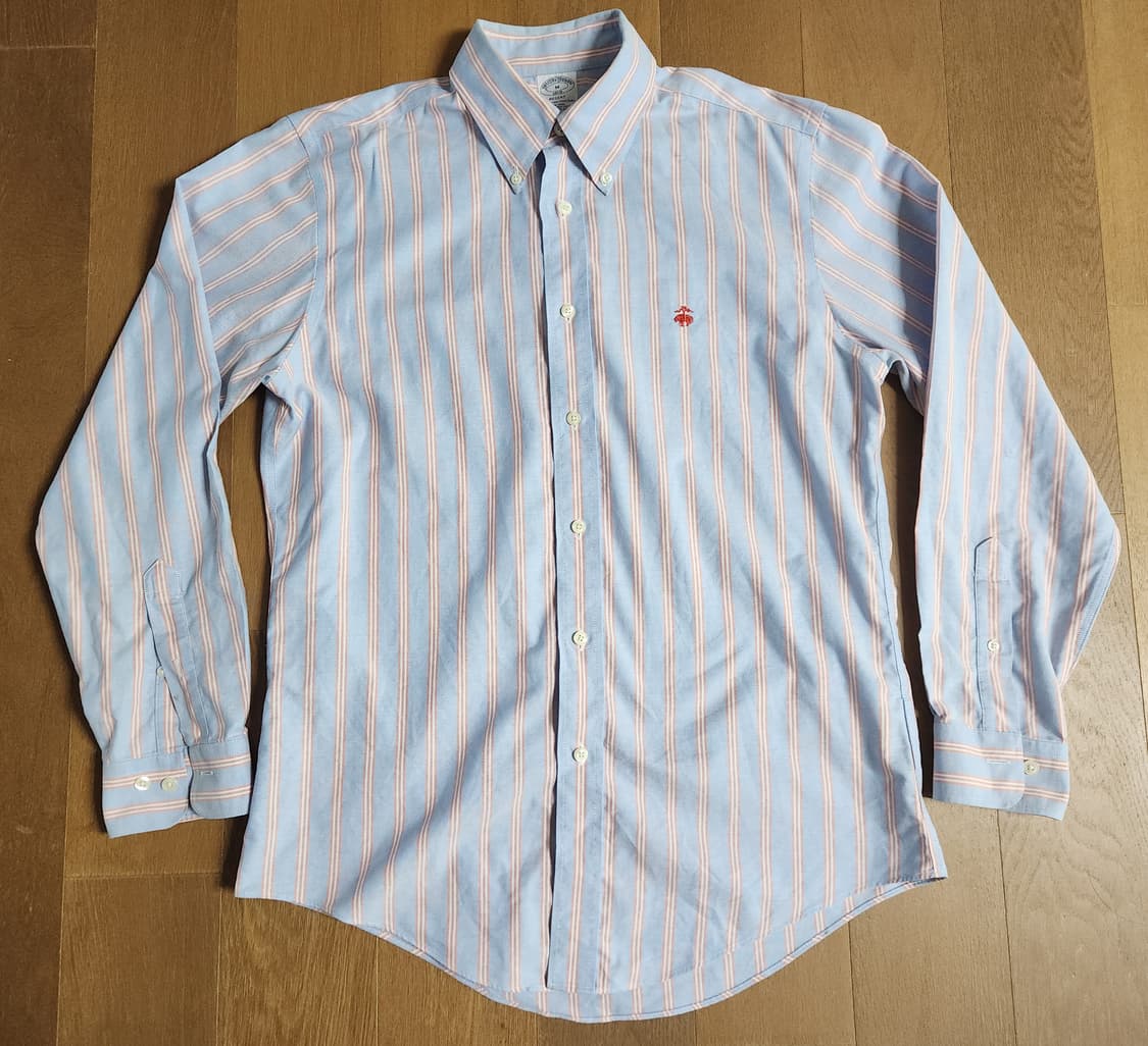 브룩스브라더스 리젠트핏 블루 핑크 옥스포드셔츠 상품이미지1