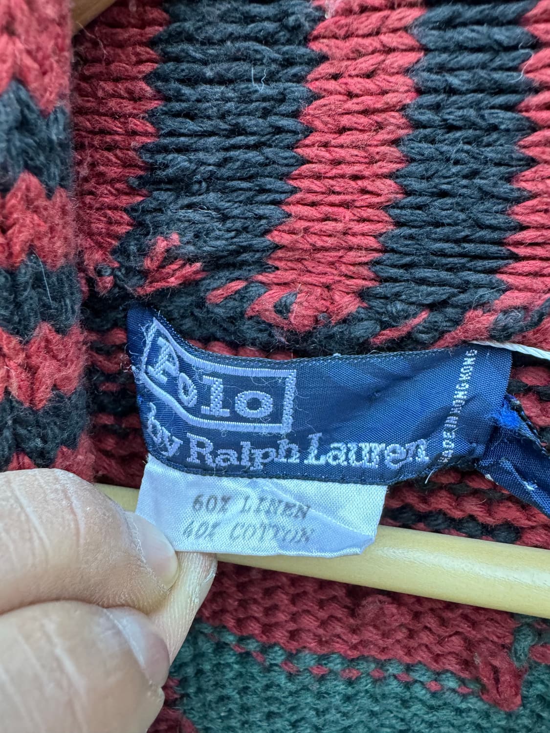 80~90s 폴로 랄프로렌 나바호 패턴 네이티브 문양 핸드 니트 가디건 상품이미지5