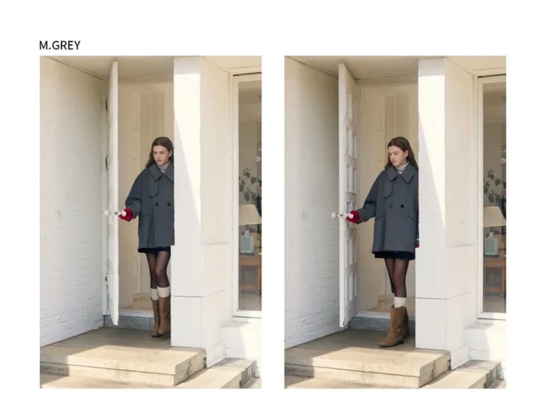 (S) 드로우핏 우먼 울 돌먼 핸드메이드 하프 코트 [M.GREY] 판매 상품이미지2