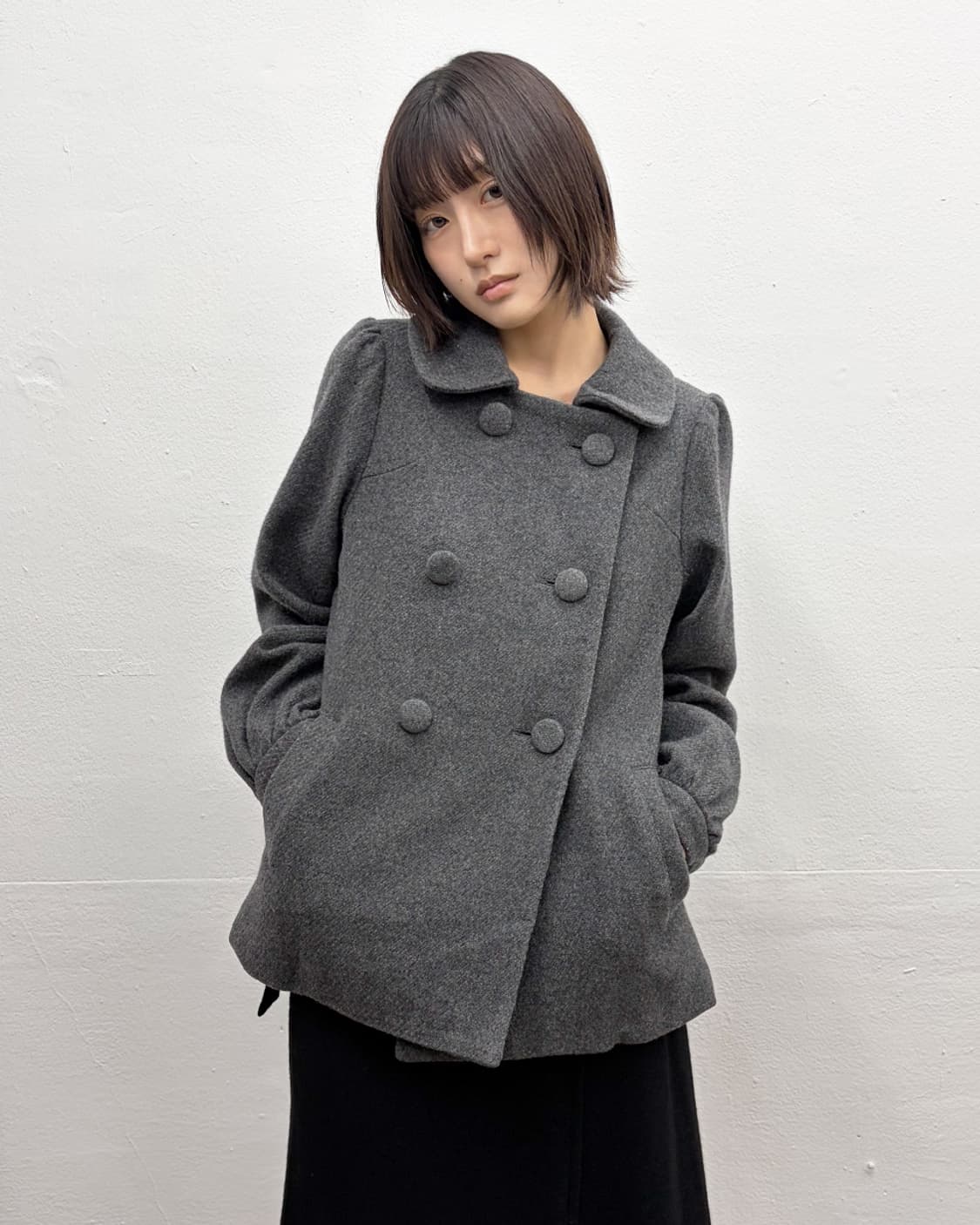 츠모리 치사토 퍼프 디테일 더블 자켓 상품이미지1