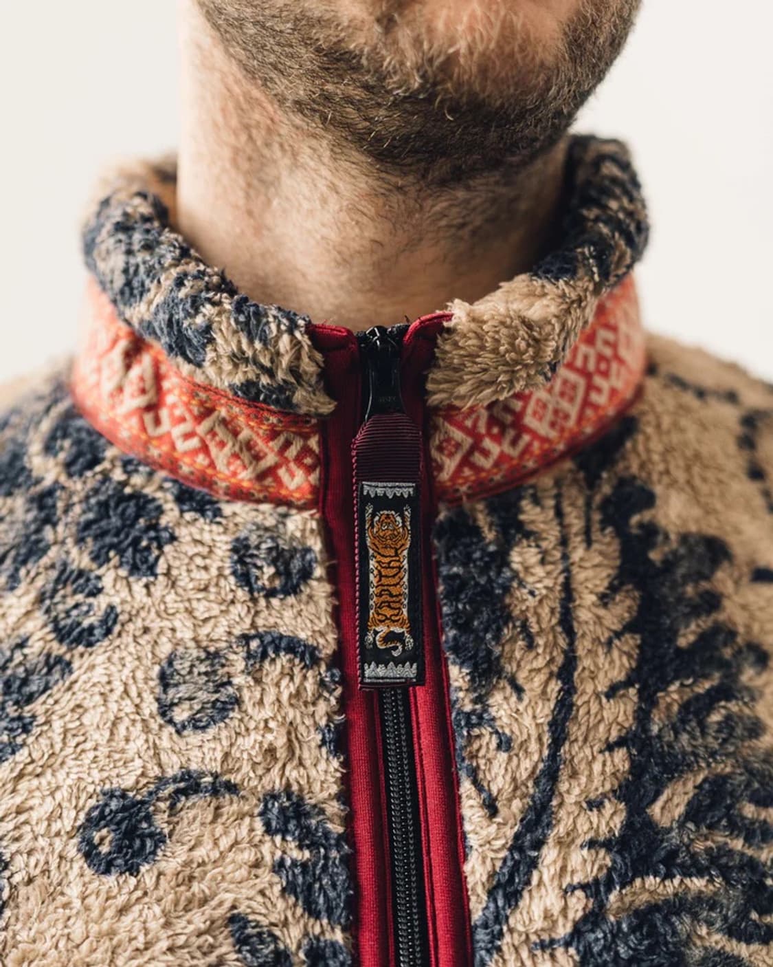 캐피탈 다마스크 패턴 플리스 집 블루존 베이지 상품이미지8