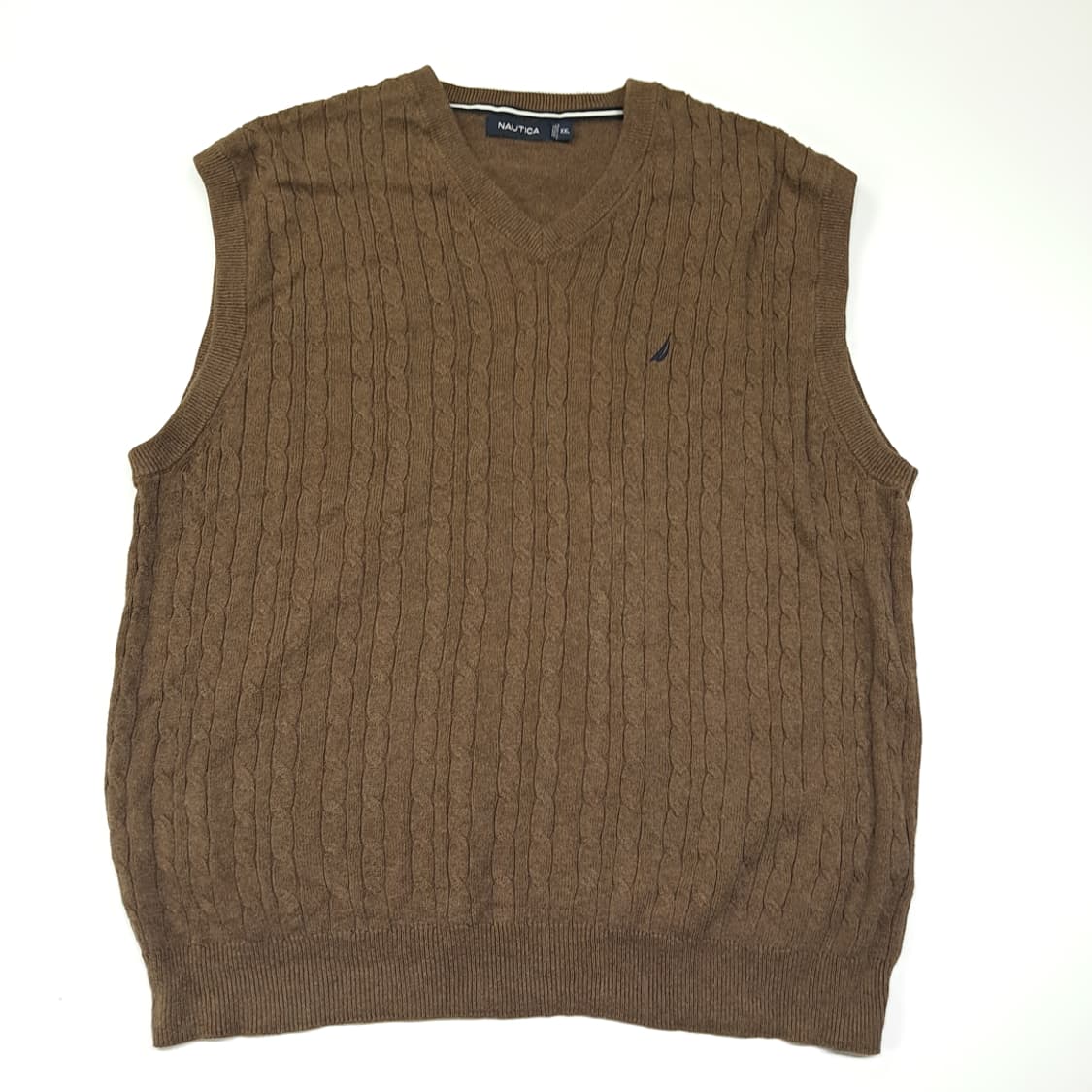 CL135 2XL 노티카 00s 카푸치노브라운 케이블 니트 베스트 상품이미지1