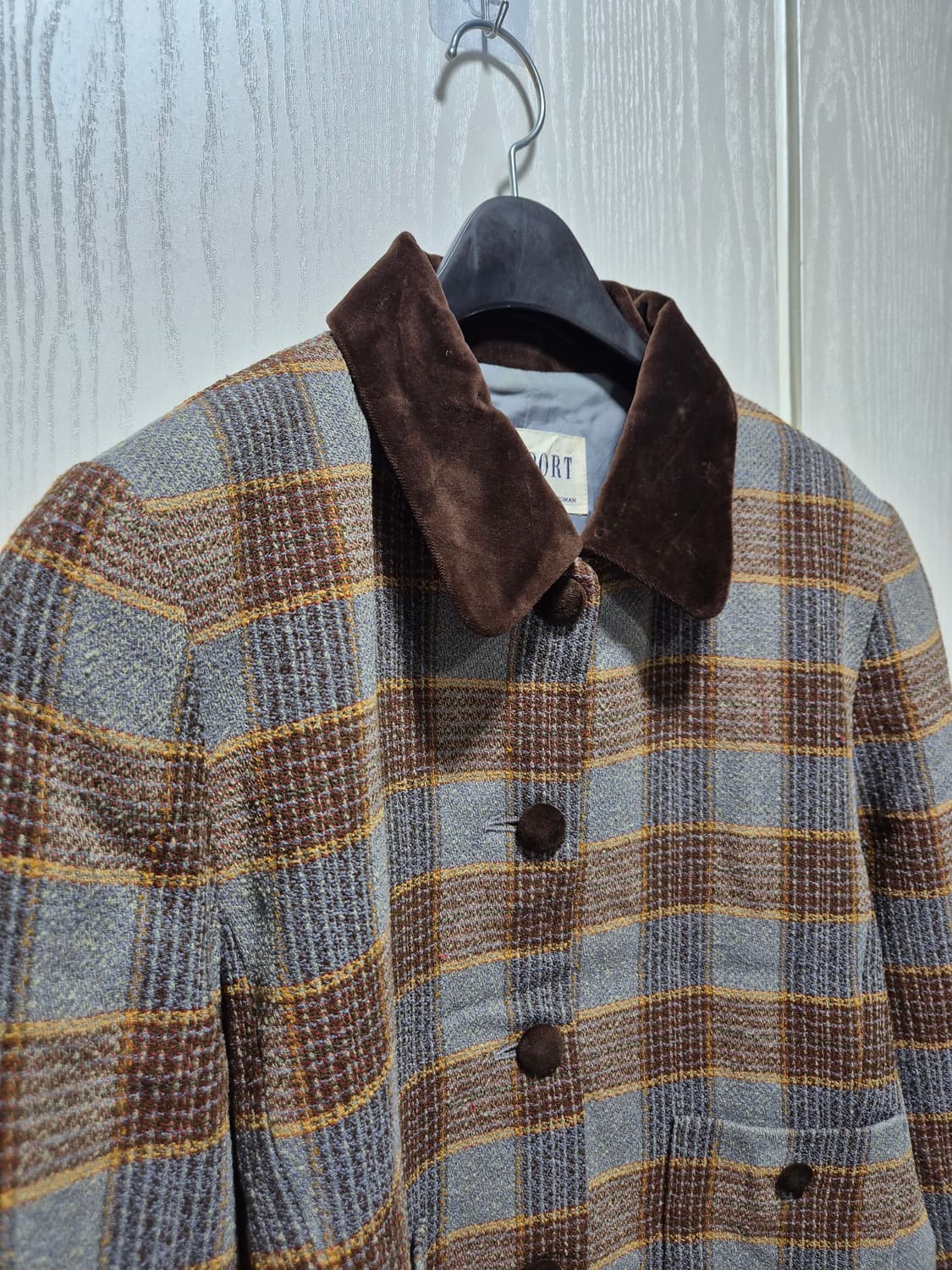 조스포츠 체크 카라벨벳 자켓 브라운 상품이미지3