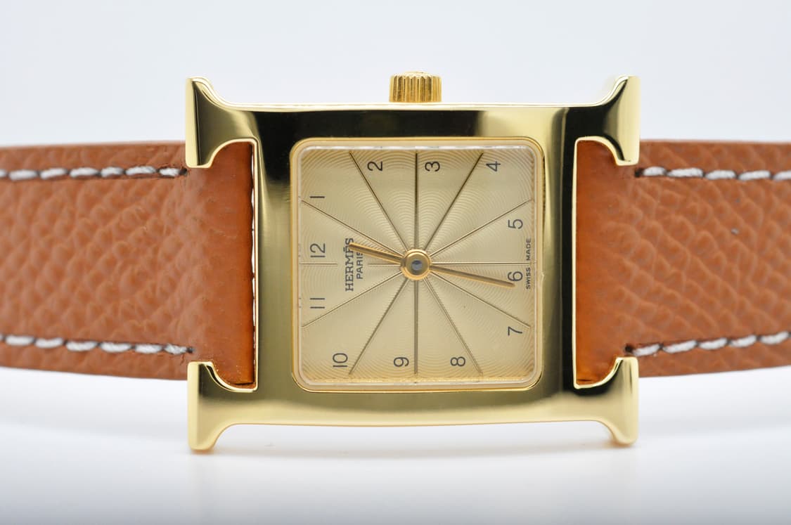 에르메스 H아워 금장 중고명품 여성용 PM 사이즈 21mm 가죽손목시계 상품이미지4