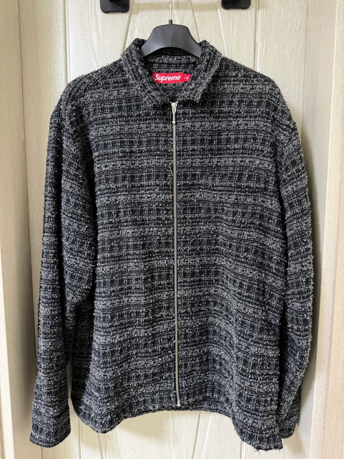 [L] 슈프림 부클 집업 셔츠 블랙 상품이미지1