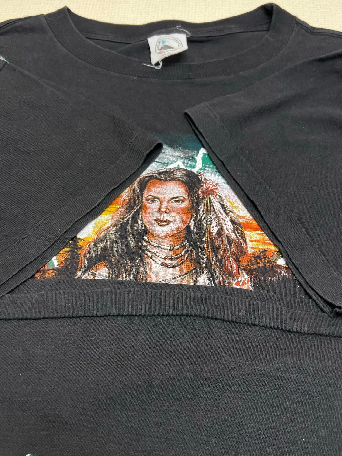 90s USA썬더 인디언 옐로우스톤 티셔츠 XL사이즈 상품이미지5