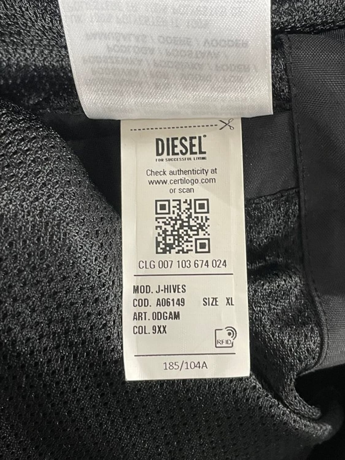 디젤 J 하이브스 콘트라스트 파이핑 윈드브레이커 블랙 XL B00559 상품이미지5