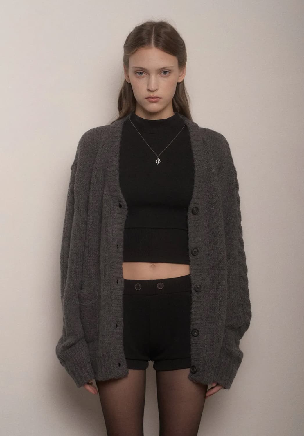 벨리아르 가디건 SUGAR CABLE DARDIGAN-DARK GRAY 상품이미지1