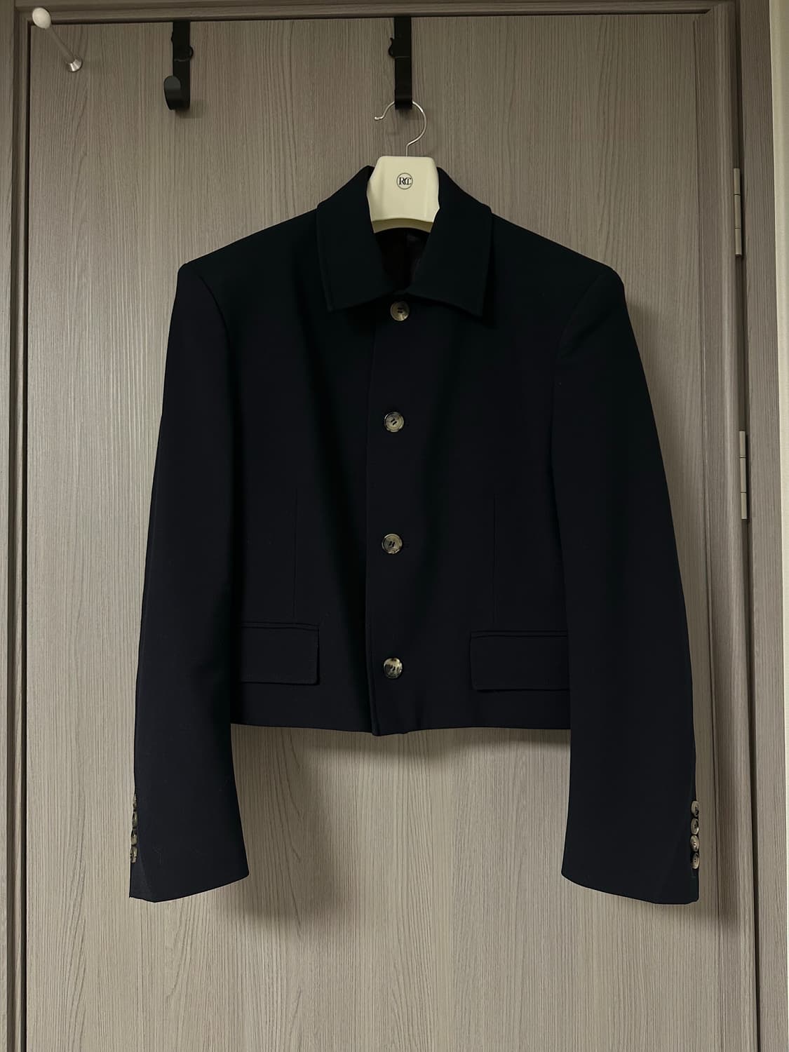 (S, 100) 렉토 24FW 울 블렌드 숏자켓 다크네이비 차은우 자켓 상품이미지1