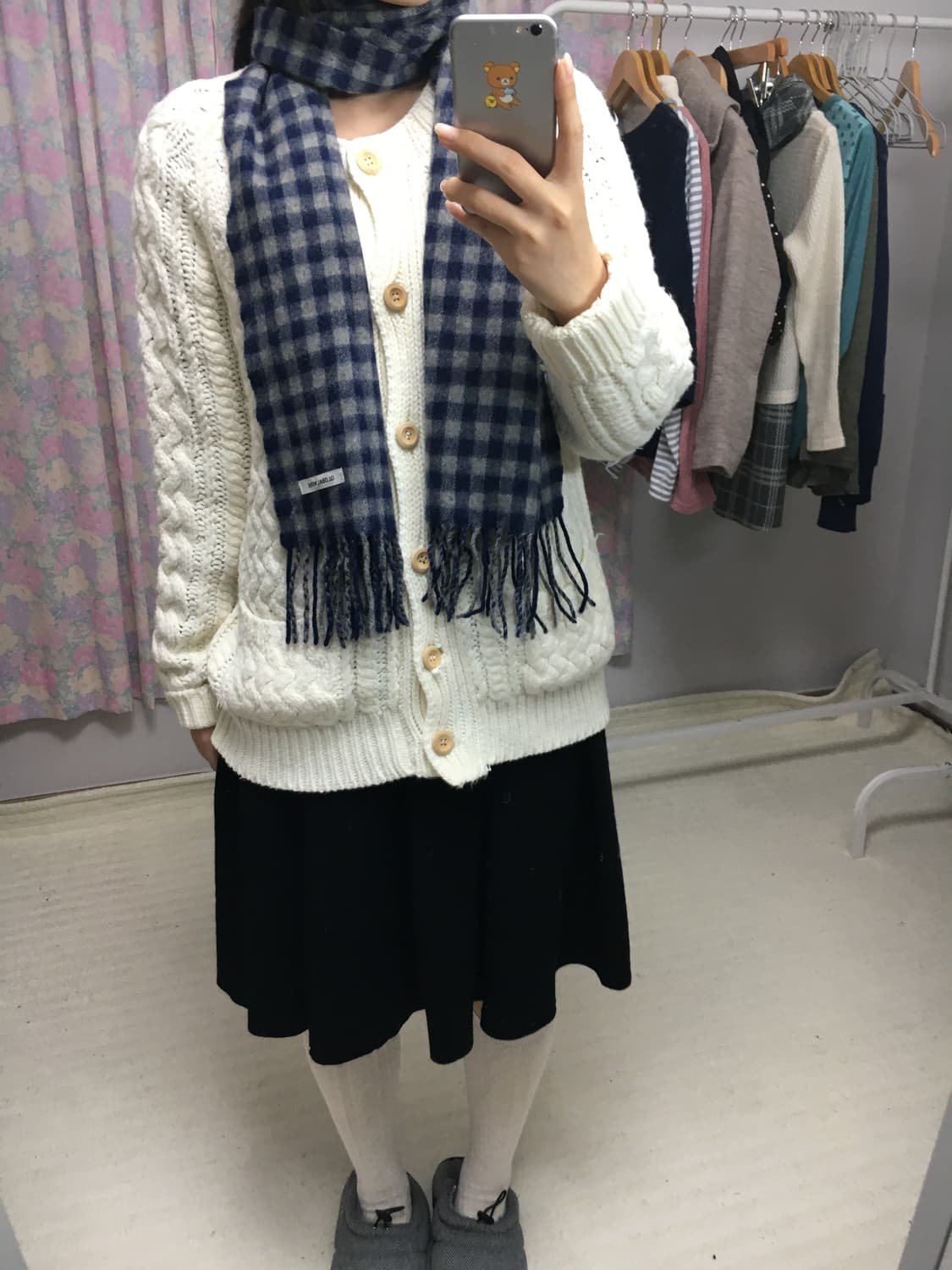 네이비 체크 머플러 상품이미지9