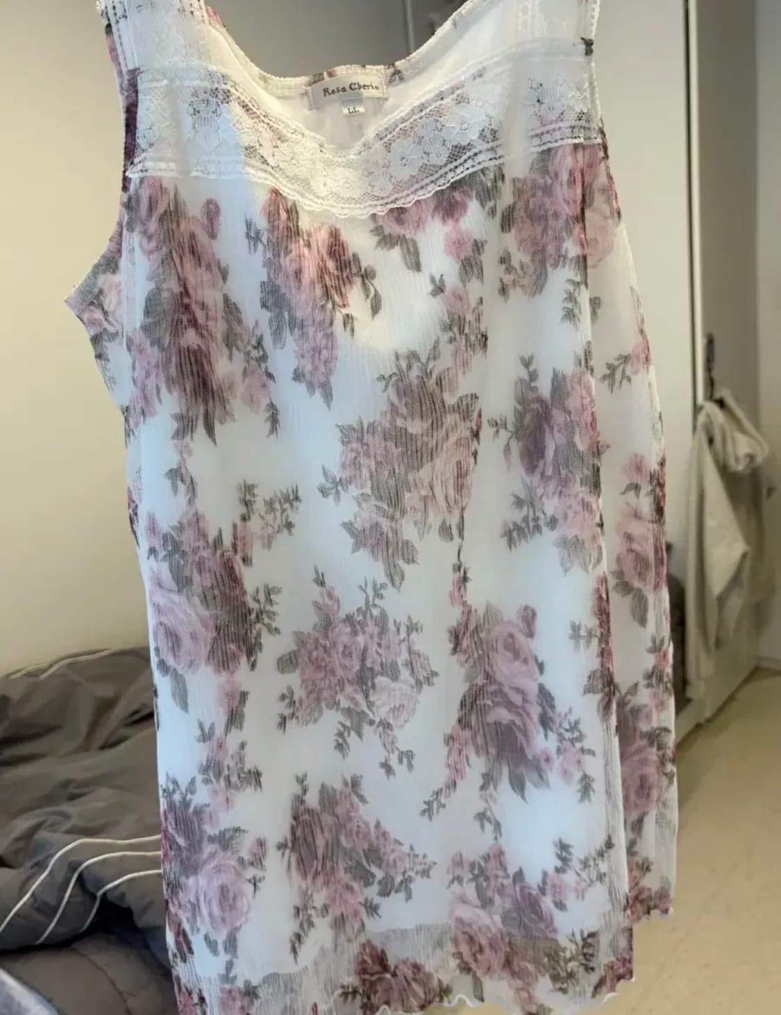 로사체리 빈티지 플라워 레이스 나시 상품이미지2