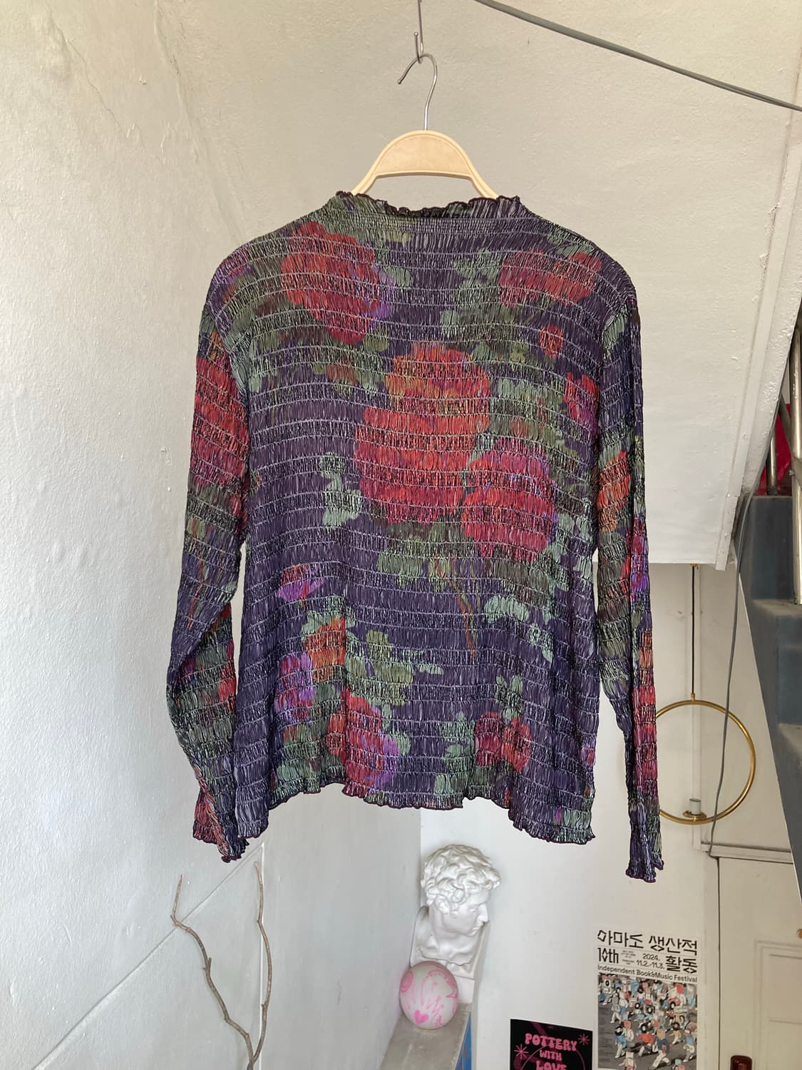 빈티지 에스닉 플라워 긴팔 블라우스 상품이미지5