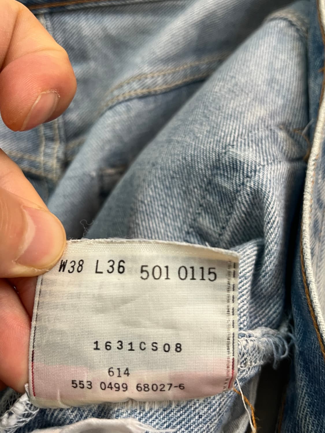 Levis 501 MADE IN USA 대미지 데님 청바지 W38/L36 상품이미지5