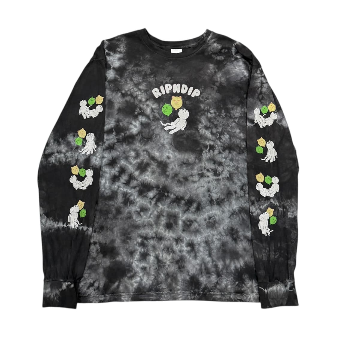 립앤딥 그래픽 고양이 캣 타이다이 롱슬리브 긴팔 티셔츠 XL 상품이미지1
