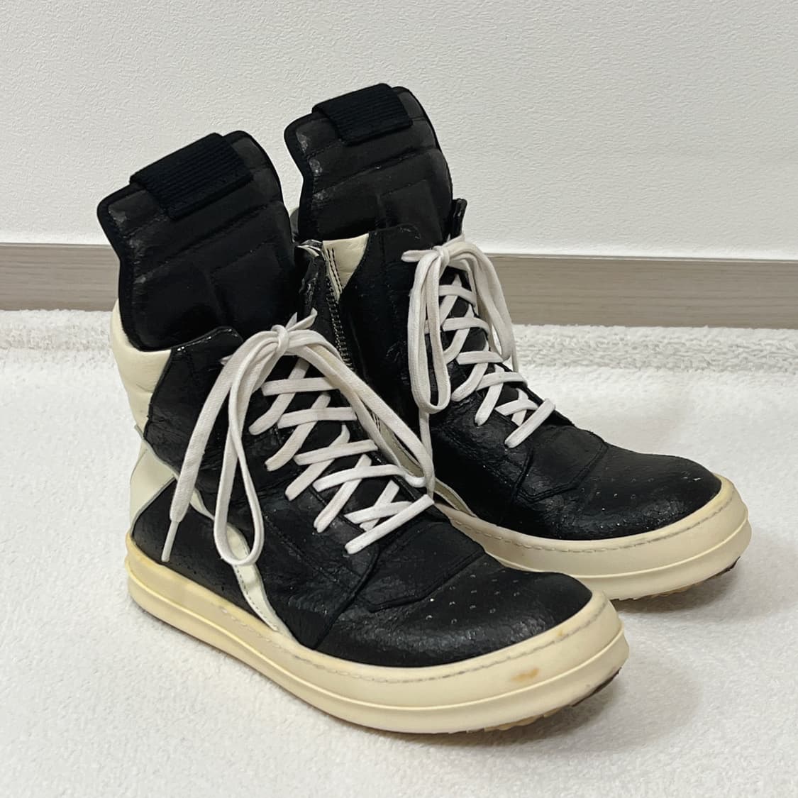 릭오웬스 16SS 지오바스켓 모노크롬 크랙 레더 메탈릭 상품이미지2