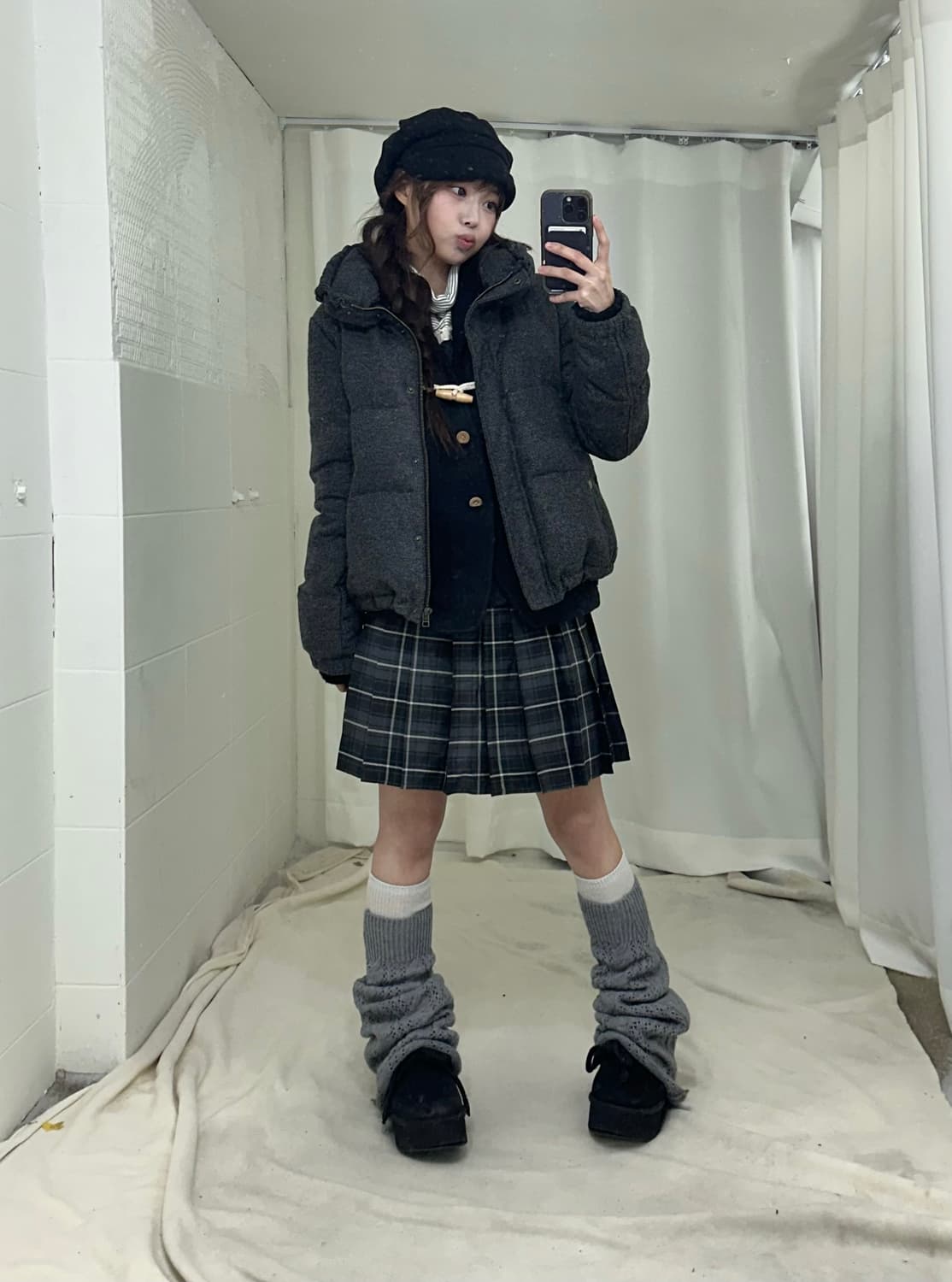 너드 니혼진 프레피 패딩 코디세트 상품이미지1