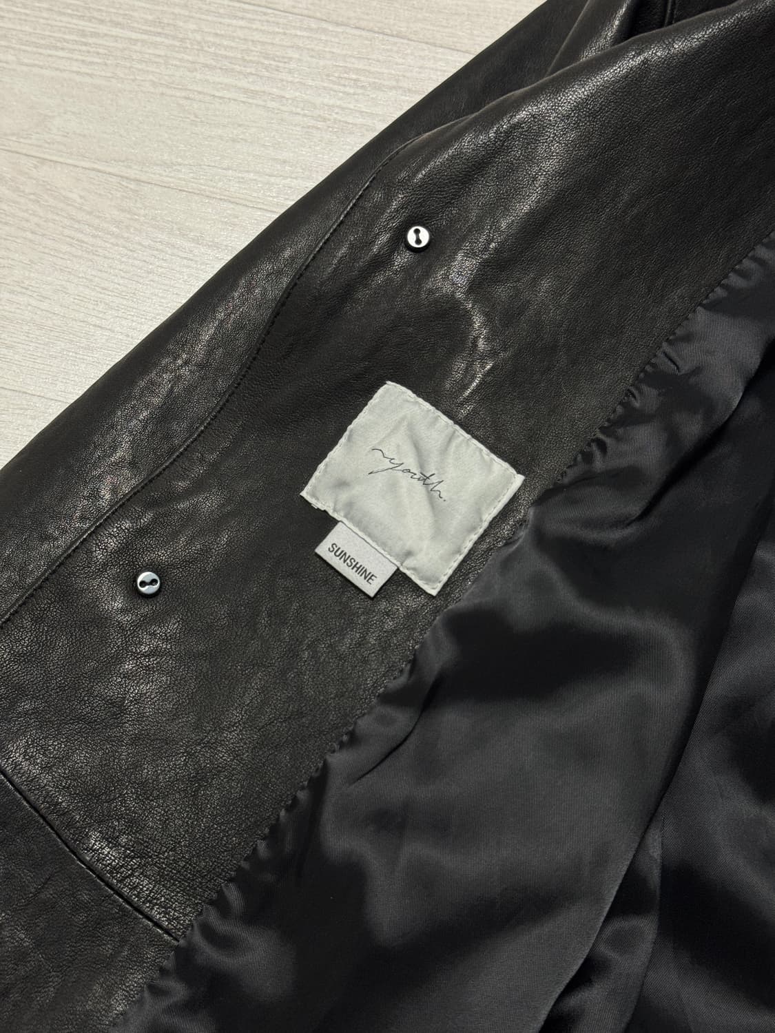 유스 워시드 레더 자켓 블랙 S 상품이미지4