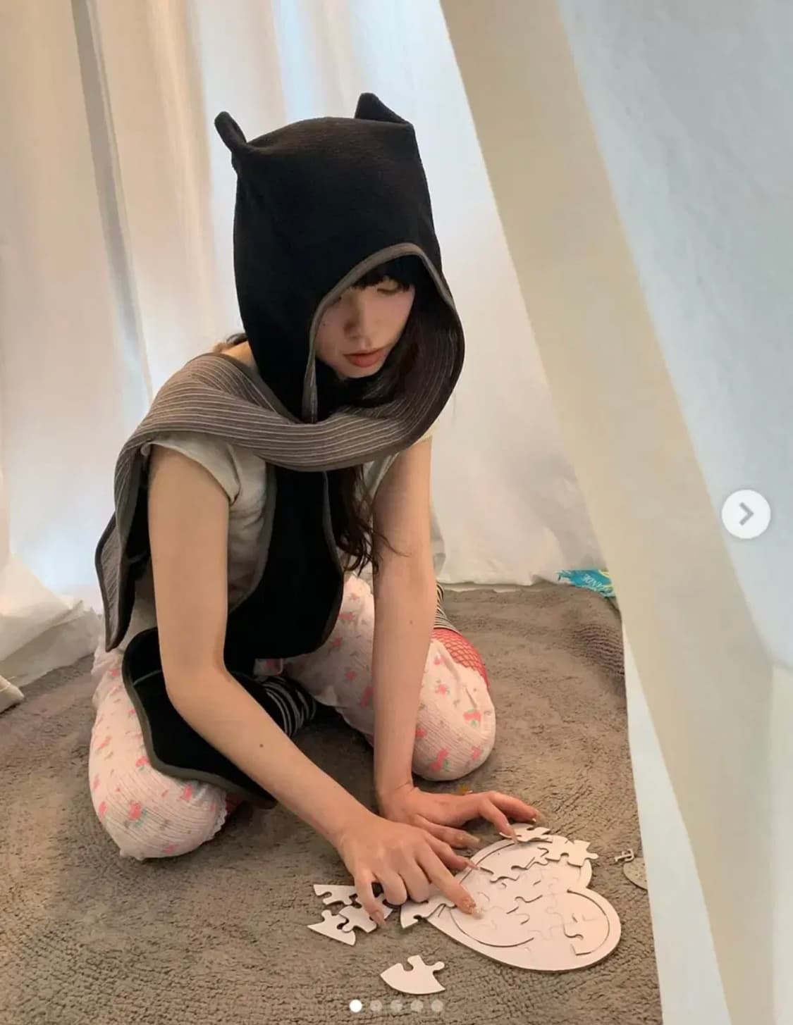 새상품) 샵페어리 플리스 이어 후드 머플러 블랙 상품이미지1