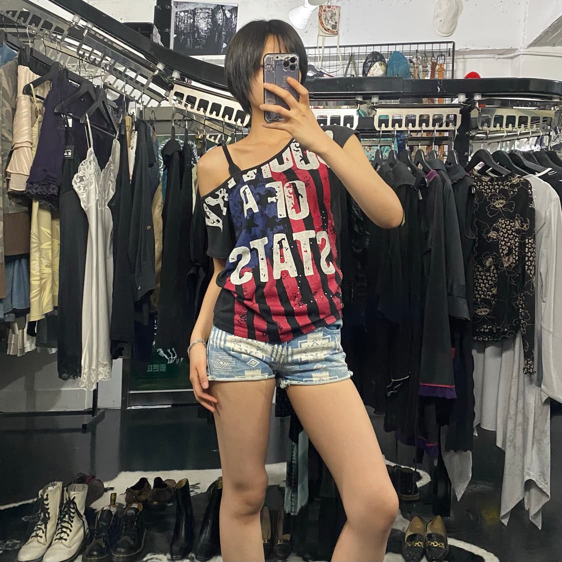 Mon Refrain 빈티지 프린팅 원숄더 반팔 티셔츠 상품이미지7