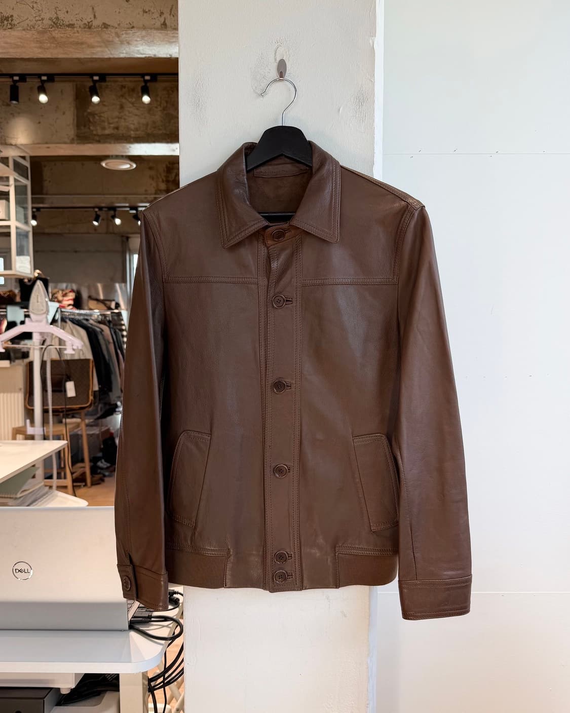 살바토레 산토로 브라운 쉽스킨 레더 자켓  상품이미지2