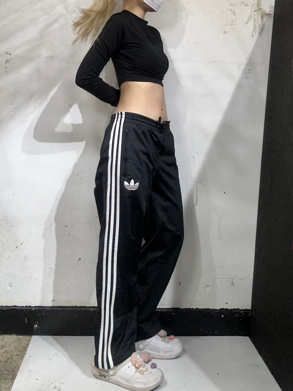 아디다스 블랙 와이드 화이트 삼선 파이어버드 추리닝 바지 90 상품이미지1