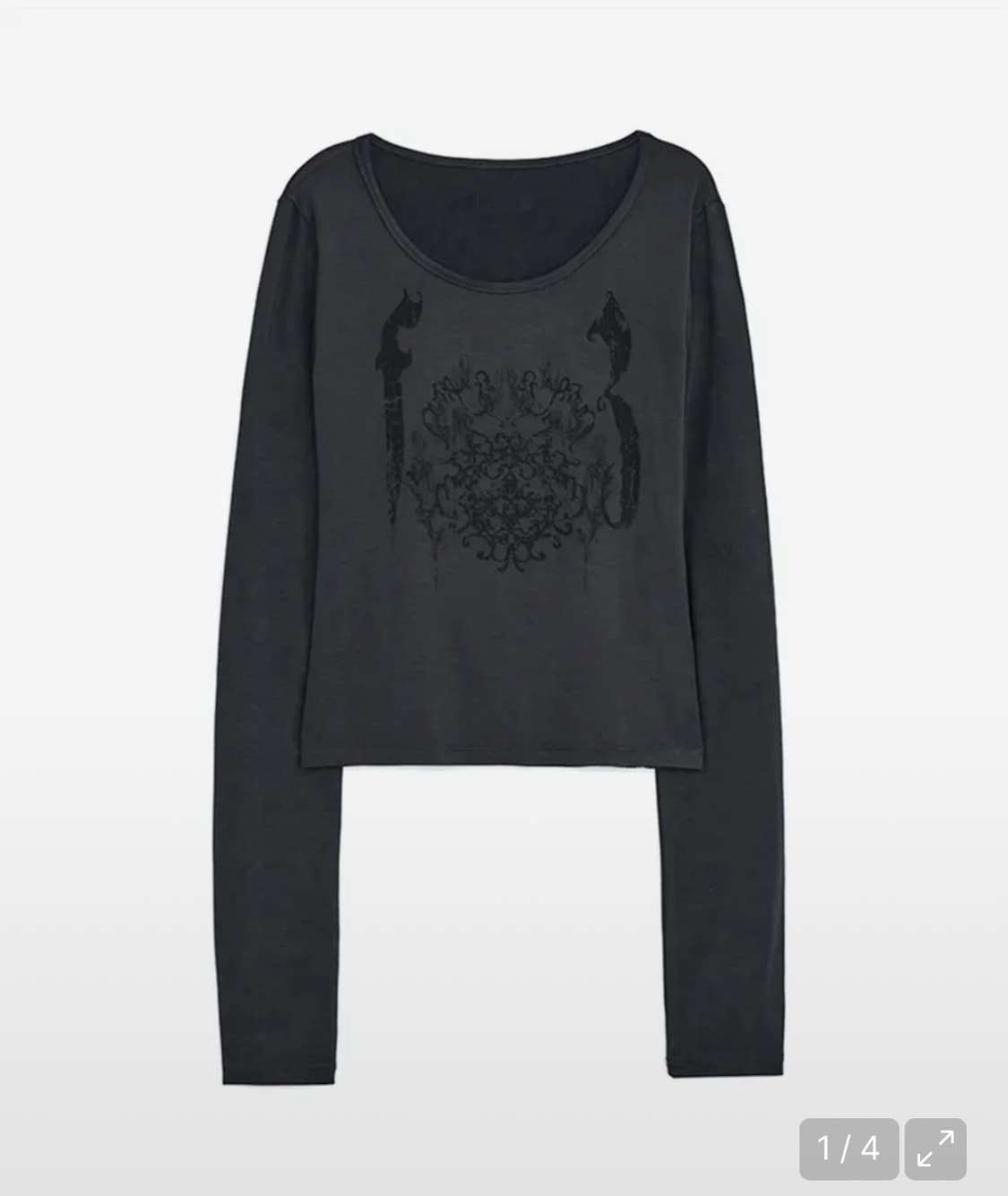 허그유어스킨 오너먼트 프린드 탑 / 차콜 상품이미지1