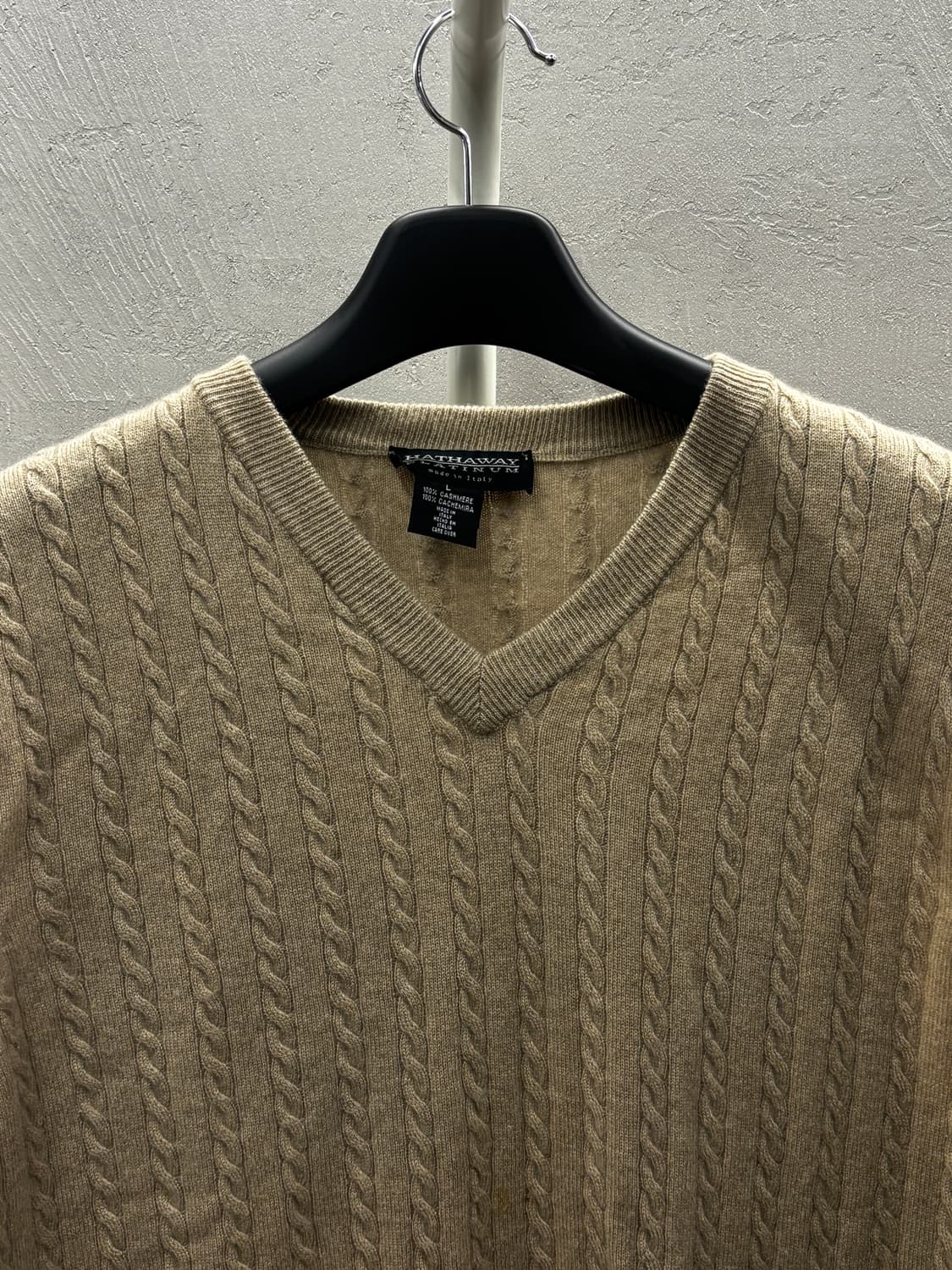 Hathaway 케이블 패턴 캐시미어 니트 베스트 L 상품이미지3