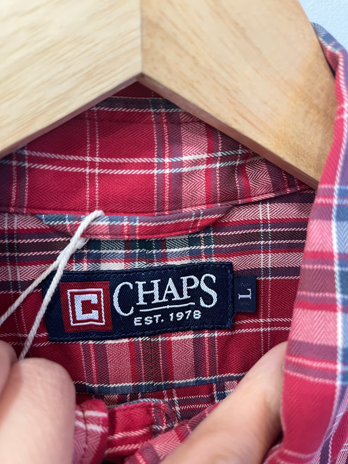 [L] 챕스(CHAPS) 랄프로렌 헤링본 타탄체크 버튼다운 셔츠 레드 상품이미지4
