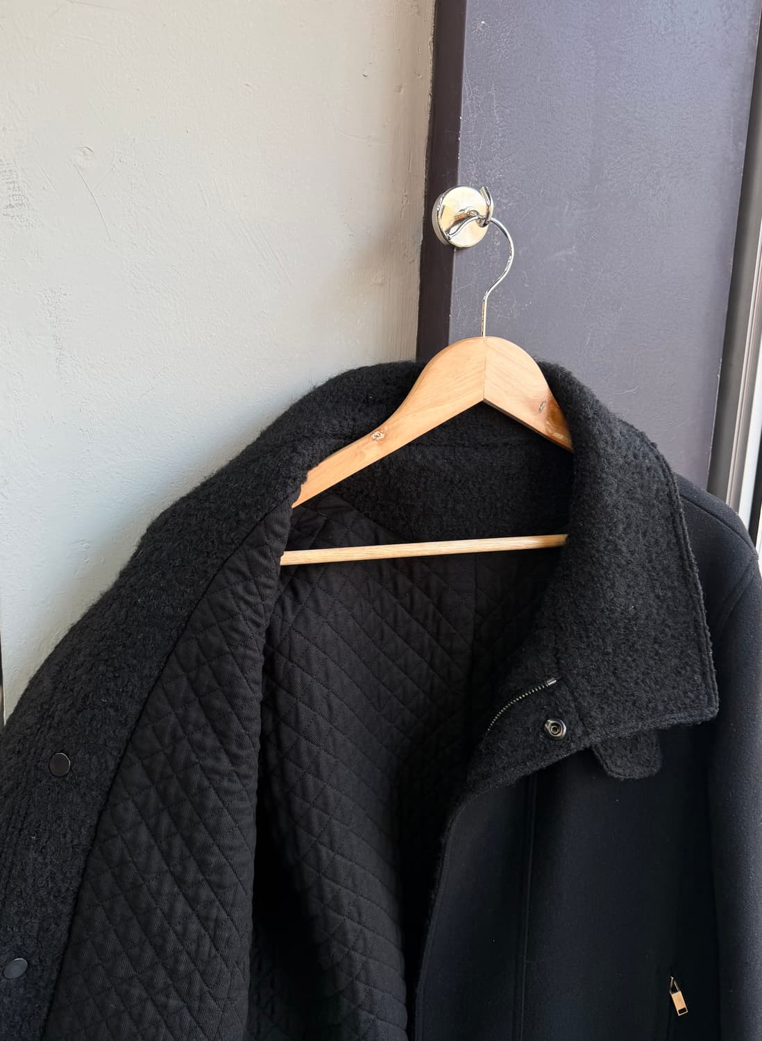 100/ 시스템옴므 캐시미어 블렌딩 시어링 패딩코트 상품이미지5