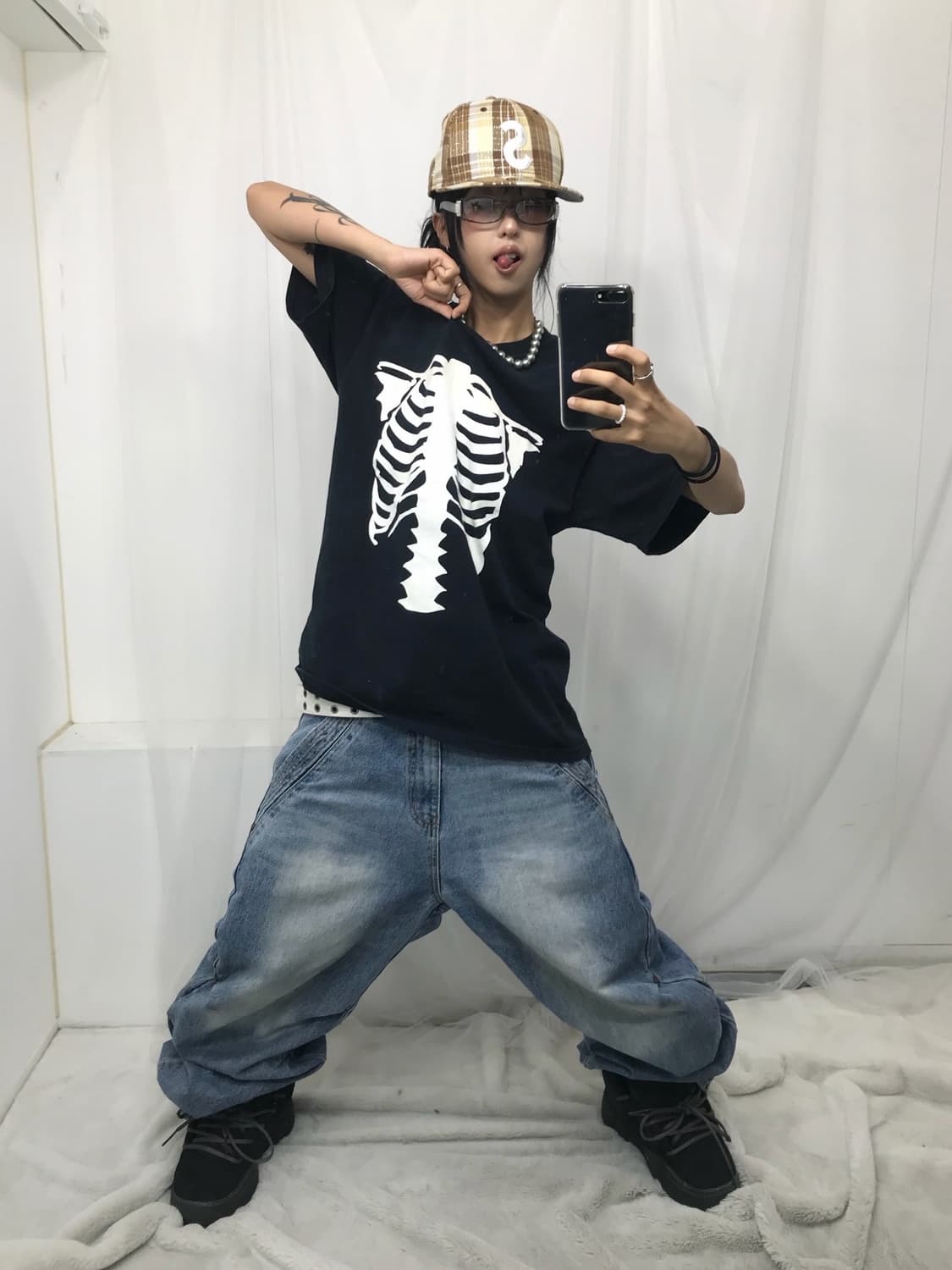 < Vanson Leathers Bone Printing T-shirt  상품이미지6