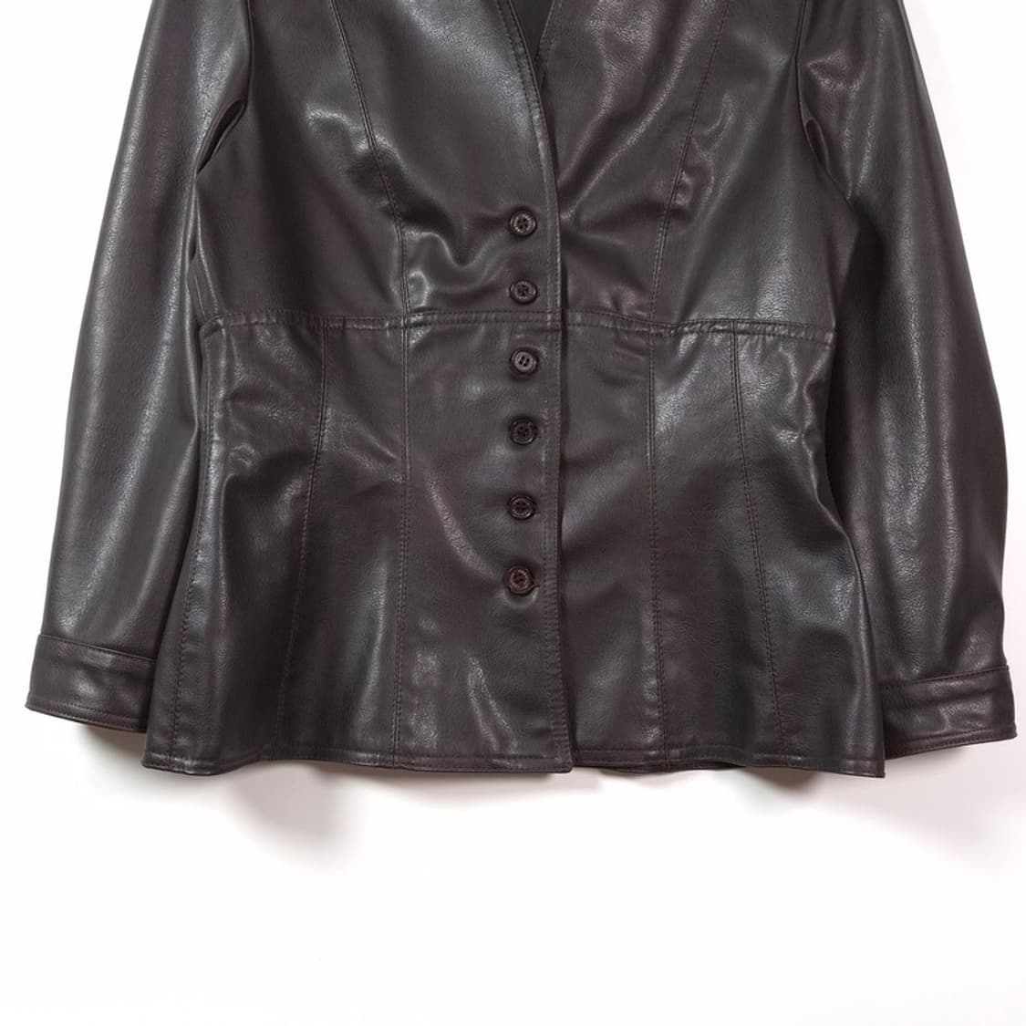 빈티지 딥브라운 페이크 레더 슬림핏 자켓 L 상품이미지4