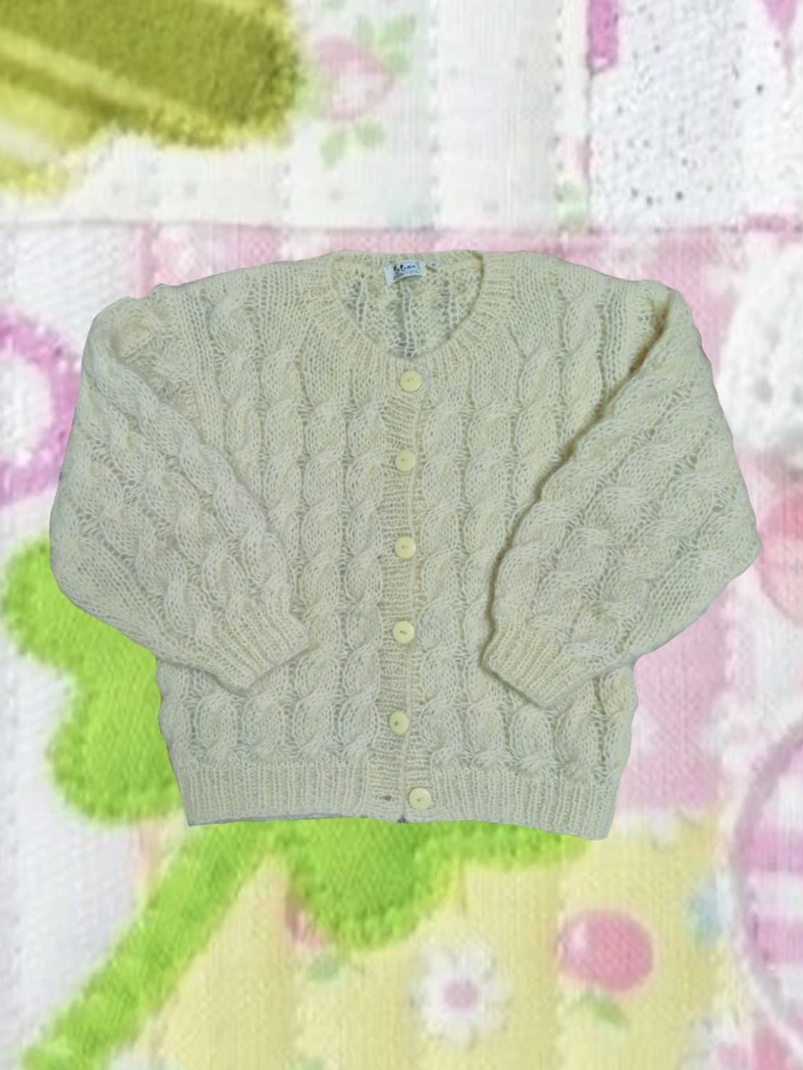 빈티지 모리걸 아이보리 꽈배기 봄 니트 가디건 병아리 상품이미지1