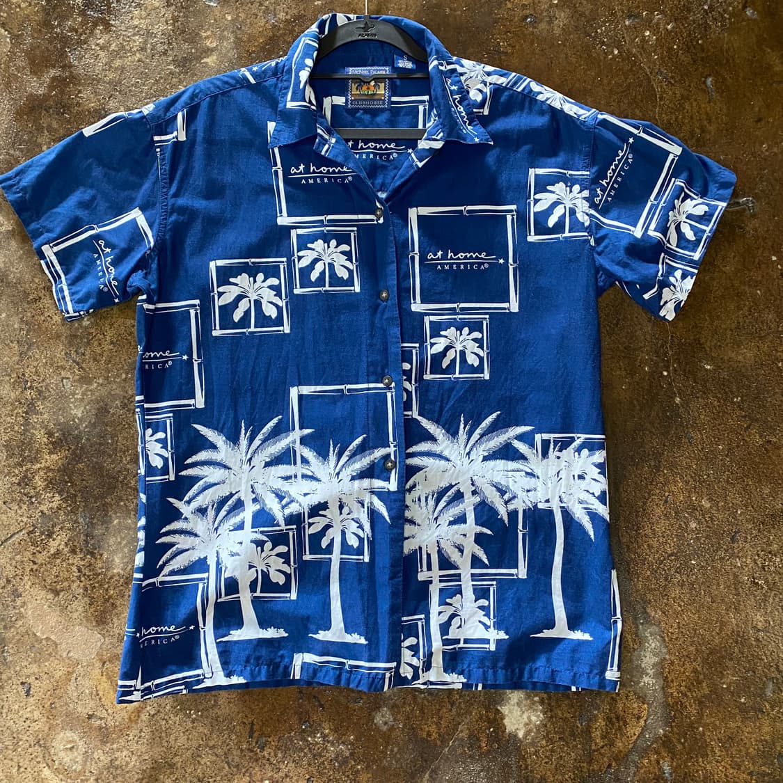 빈티지 야자수 반팔셔츠 블루 상품이미지1