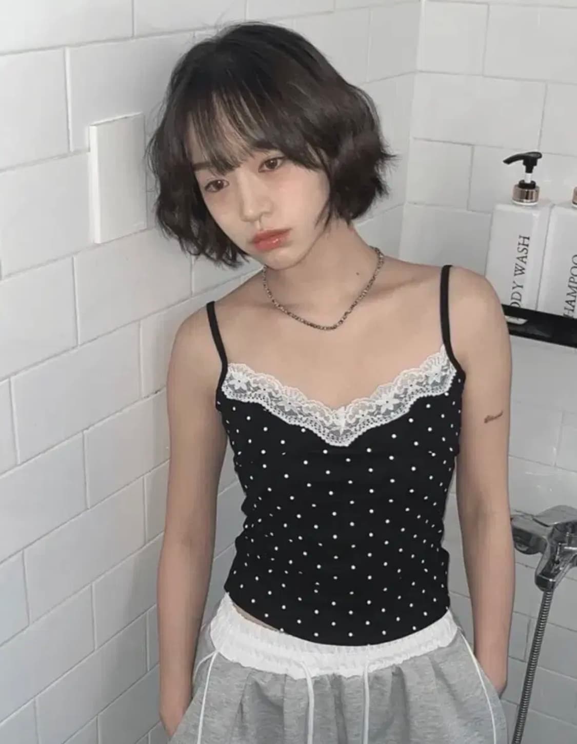 김아홉 레이스 핀도트 캡 나시 상품이미지1