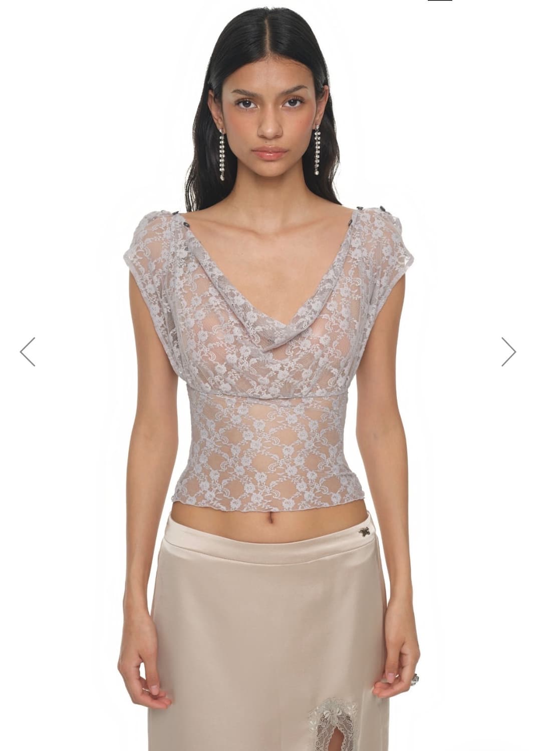 LACE BUTTON TOP (LIGHT GREY) 상품이미지1