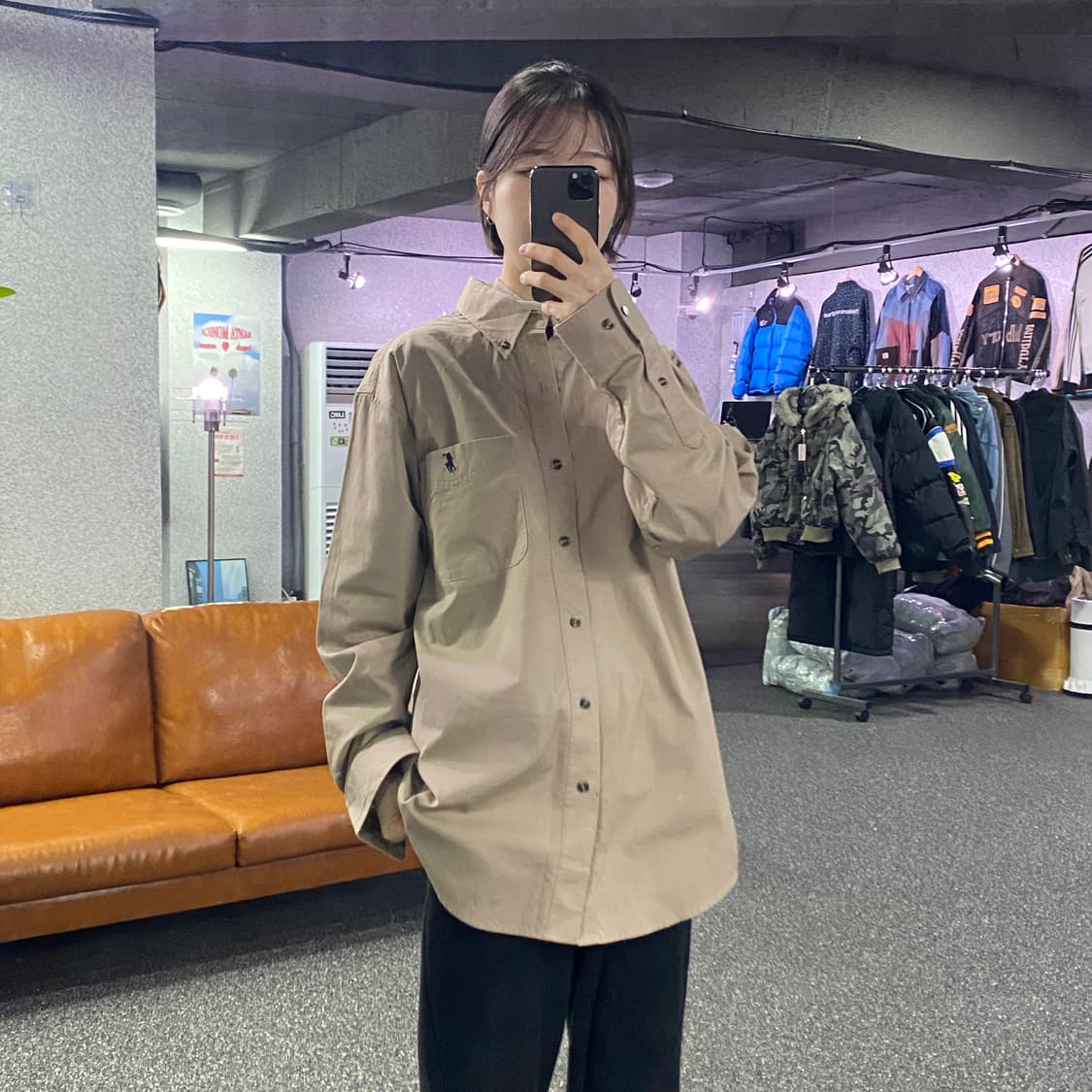 폴로 랄프로렌 클래식핏 베이지 셔츠 B3675 상품이미지1