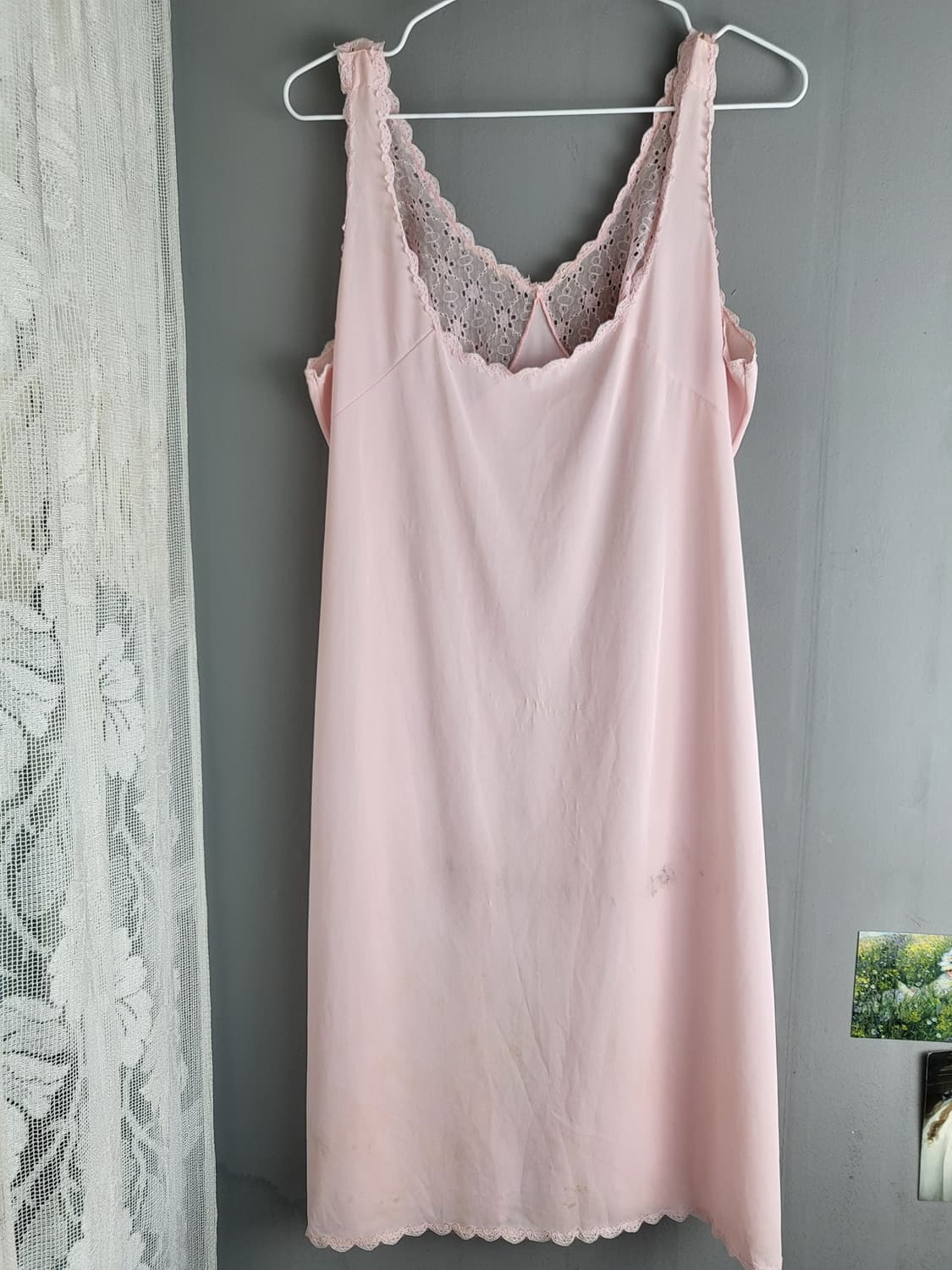 B급 빈티지 베이비핑크 레이스 슬립 드레스 상품이미지3