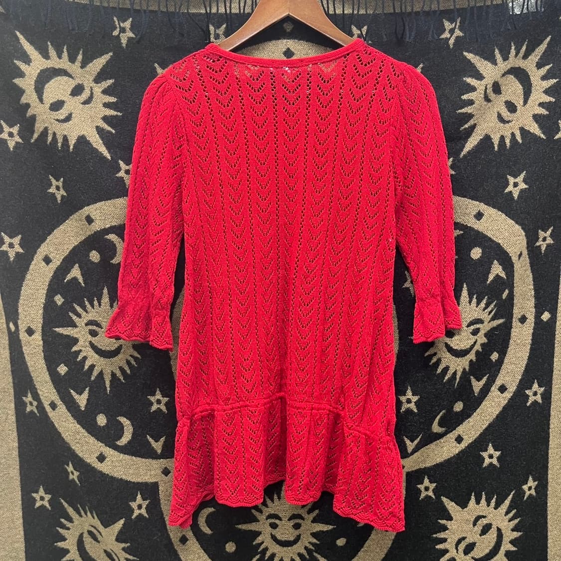 빈티지 오리엔탈 보헤미안 히피 펀칭 셔링 플레어 니트 K0018 상품이미지4