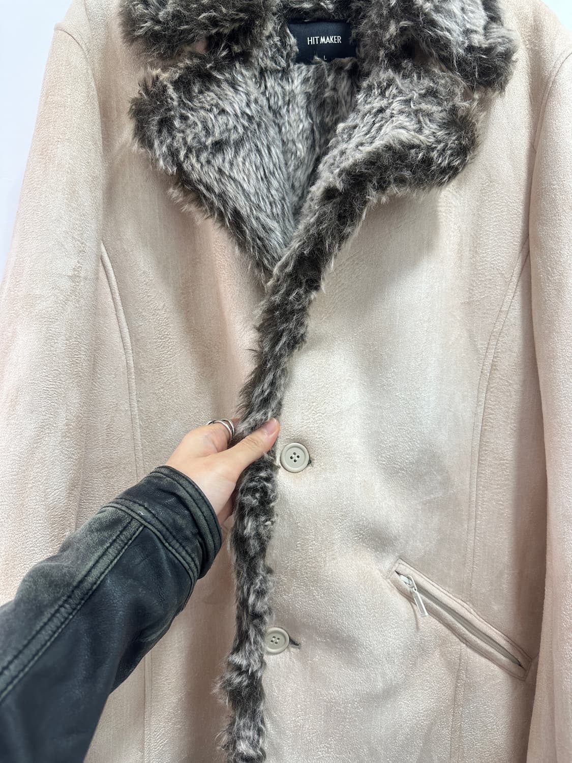 Grunge fur trimming suede jacket 상품이미지5