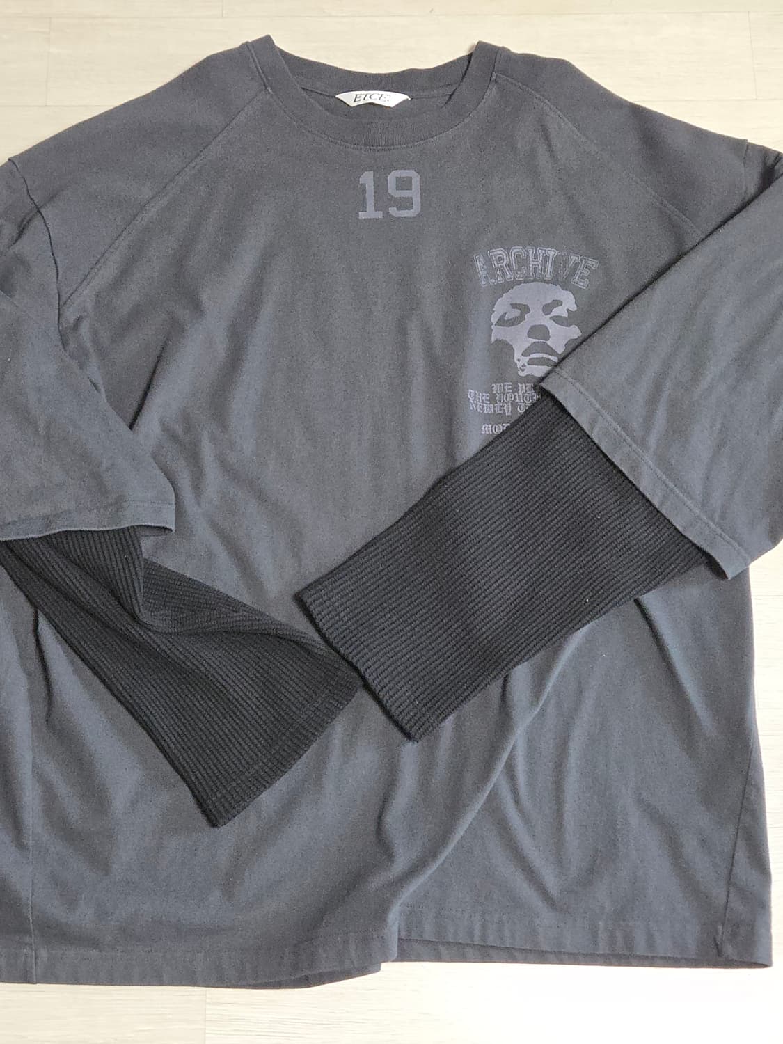 etce 와플 레이어드 롱슬리브 차콜 L 상품이미지2